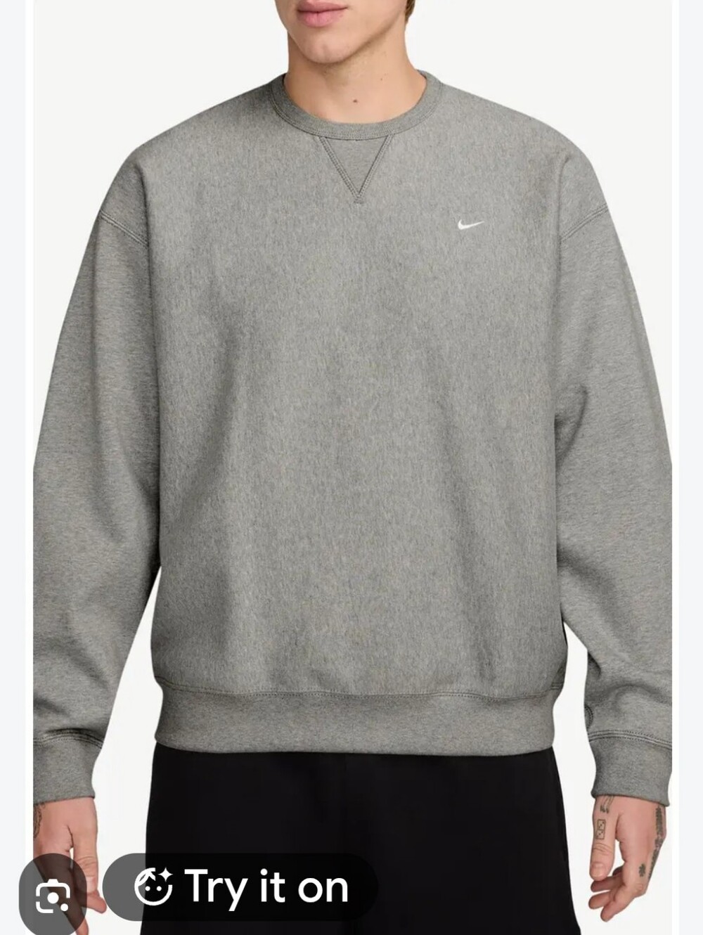 Nike Mens Solo Swoosh Fleece Crewneck Sweatshirt Grayb Size Small Activewear